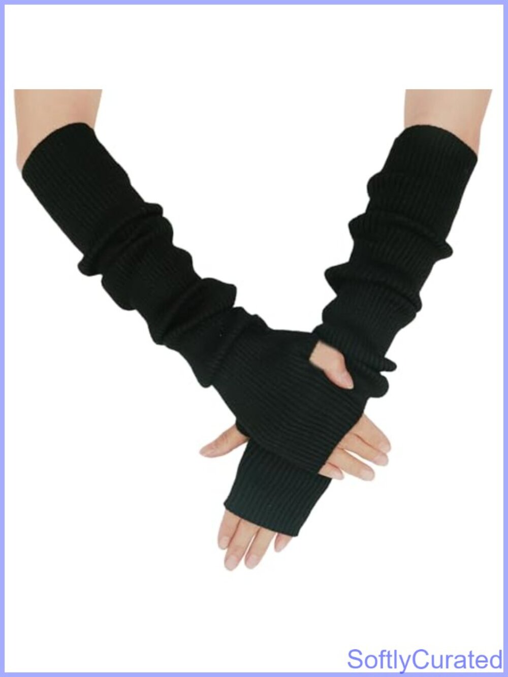 Fingerless Cashmere Blend Arm Warmers Long Knit Winter Gloves